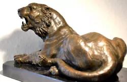 Buy Bronze Statue Bronze Tiger On Marble Plate With Artist Signature Barye Supply • 125.05£