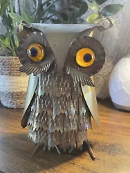 Buy Vintage Brutalist Jere Style OWL Table Sculpture Mixed Metal Glass Eyes MCM • 37.21£