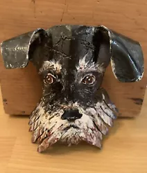 Buy Metal Art Schnauzer Face  Outsider Realistic Hook Hanging Dog OOAK Garden Raw • 15.05£
