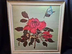 Buy Mid Century  Picture  Rose  And  Tiger  1975  Signed  Fleur • 39.99£