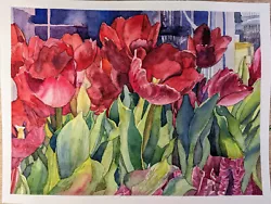 Buy Original Watercolor Painting 12 X 9  Tulips At The Flower Shop • 62.02£