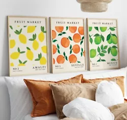 Buy Fruit Market Art Print, Lime Lemon Orange Wall Art Kitchen Home Decor Abstract • 3.99£