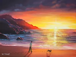 Buy Pete Rumney Art Original Painting On The Shore Of Memories Sunset Beach Ocean • 87£