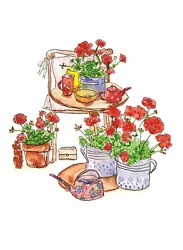 Buy Geranium Tea Nursery Art Room Decor Newborn Gift Original Watercolour Painting • 12,000£