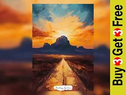 Buy Sunset Mountain Oil Impasto Painting Print 5 X7  On Matte Paper - Vivid • 4.49£