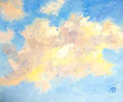 Buy Cloud Sky Original Oil Painting On Canvas Board 10x12 Inches • 35£
