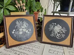 Buy Vintage Paintings On Slate Depicting Woodland Flowers Little Mouse Framed X 2 • 19.99£