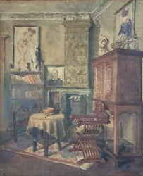 Buy Watercolor 1897 Interior With Old Furniture Gründerzeit Hans Christian Petersen • 119.99£