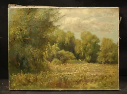 Buy  Beautiful Antique Impressionistic Landscape Field With Trees And Clouds  • 787.49£