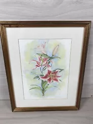 Buy Beautiful Watercolour Painting By Iris Leach Stargazer Lillies 34cm By 41.5cm • 16£