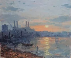 Buy London Battersea At Sunset, Oil Painting • 195£