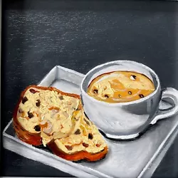 Buy Breakfast Tea And Toast Original Oil Painting-FRAMED Still Life Painting-Tea Cup • 50£