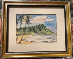 Buy Vintage 1975 Marcia Young Diamond Head Hawaii Watercolor Painting, Signed • 236.25£