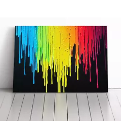 Buy Dripping Paint Rainbow Abstract Canvas Wall Art Print Framed Picture Home Decor • 24.95£