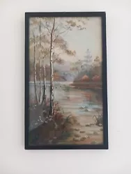 Buy Vintage Framed Watercolour Painting Signed A C Hipp, River Scene With Lilly Pads • 12£