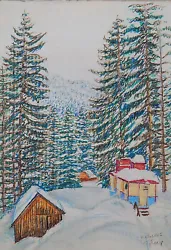 Buy Original Vintage Pastel Painting Winter Mountain Landscape By Ukrainian Artist • 142.48£