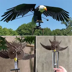 Buy Wind Powered Kinetic Eagle Owl Sculpture Garden Stake Animal With Flapping Wing • 15.21£