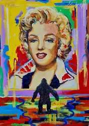 Buy Original Mario Mendoza Beauty Beast Marilyn Monroe King Kong Oil Painting Art • 950£