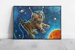 Buy Space Tabby Kitten Cat Astronaut Fantasy Oil Painting Wall Art Print On Paper • 6.43£