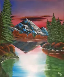 Buy Reflections Oil Painting On Canvas In The Style Of Bob Ross NEW • 40£