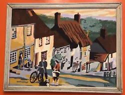 Buy Vintage Paint By Number Wall Frame Picture Oil Painting Village Scene Kitsch Art • 30£