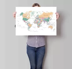 Buy Laminated World Map  White Print Poster Atlas Wall Chart A1 A2 A3 Free Postage • 7.99£