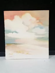 Buy Small Vintage Sandy Beach With Clouds Watercolor Signed L Malott • 13.51£