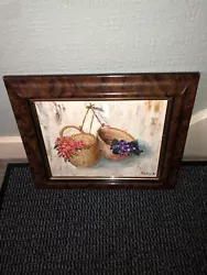 Buy Lovely Ready 2 Hang Signed Framed Oil Painting Depicting Flowers In Baskets 45cm • 12.94£