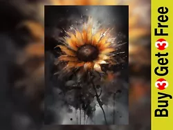 Buy Vibrant Sunflower Abstract - Stunning Oil Painting Print 5  X 7  • 4.49£