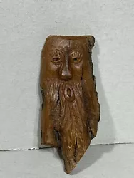 Buy Spirit Old Man Face Tree Bark Sculpture Signed , 6 Inches Hand Carving • 15.67£