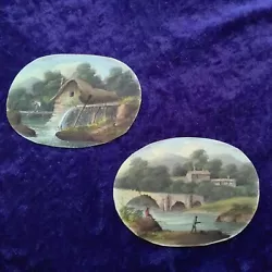 Buy Pair Of 19th Century Watercolour Miniatures- Fishing An Mill Scene • 79£