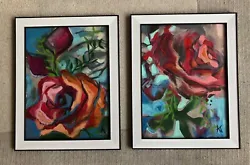 Buy Pair Of Framed Original, Signed Acrylic Paintings, Framed With Glass, 37x47cm • 37£