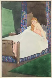 Buy Vintage C1920s Art Deco Watercolour 'Lady In Bed' Blanche Damant British Artist • 275£