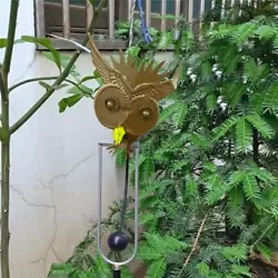 Buy Wind Powered Owl Garden Stake With Flapping Wing - Kinetic Animal Sculpture • 15.02£