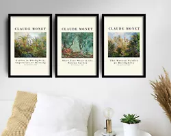Buy Set Of Three Green Tree Paintings By Claude Monet - Art Print Poster Moreno • 19£