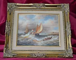 Buy Vintage Seascape Oil Painting In Gilt Swept Frame • 119£