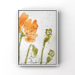 Buy Orange Poppy Flower Art Watercolor Poppies Painting Original Signed Artwork • 20.67£
