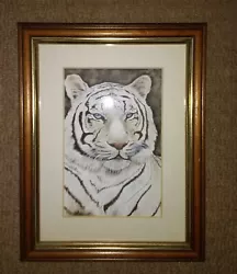 Buy White Tiger Painting Watercolour Framed Original Animal Wildlife Award Winning • 40£