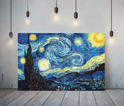 Buy Van Gogh Starry Night -framed Canvas Painting Wall Art Picture Paper Print-blue • 59.99£