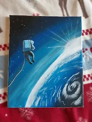 Buy Astronaut In Space, Fantasy Cosmos Painting, Original Acrylic Art Planet UK 20cm • 40£