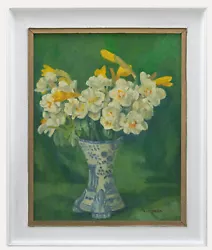 Buy J. Simpson - Contemporary Oil, Daffodils In Ceramic Vase • 252£