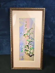 Buy Vintage Japanese Cherry Blossom Large Painting Signed Original 22”x 11.5” Framed • 62.34£