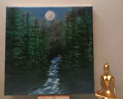 Buy Original On Canvas, Night Fullmoon, Home Decor Acrylic Painting, 20 By 20 Cm • 19.77£