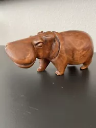 Buy Large Solid Wood Hand Carved Hippopotamus Hippo Sculpture ￼ • 23.98£