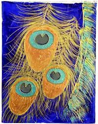 Buy Peacock Trifecta - Original Art Handmade Blue Gold Shimmer Mixed Media Painting • 134.77£