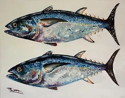 Buy  Original Oil Painting Of Two Blue Tuna Fish - John Green Fine Arts • 44£