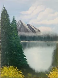Buy Original Mountain Lake Oil Painting Art Decor 12x16 Canvas Bob Ross Style • 82.05£