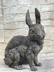 Buy Bronze Bunny Rabbit Sculpture Garden Decoration Desk Top Very Heavy Deal • 200.28£