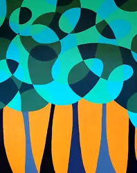 Buy FLORAL ABSTRACT PAINTING  Hot Day In The Forest  STRETCHED CANVAS NEW • 150£