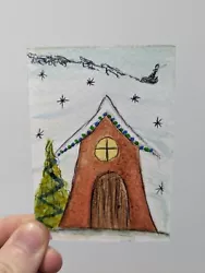 Buy ACEO Original Watercolour Christmas Hut Art Signed SFoster 3.5x2.5inches • 3.50£